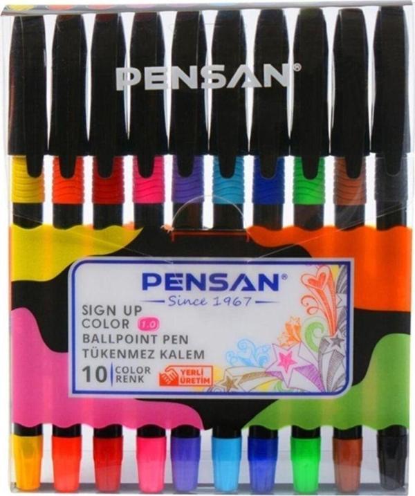 Pensan Tükenmez Sıgn Up 1.0 2410 Renkli 10 Lu Set 10 renk - Image 1