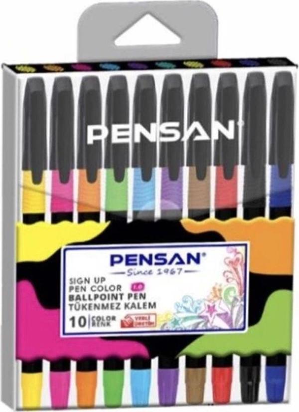 Pensan Sıgn Up Tükenmez Kalem 1Mm. Renkli 10'Lu Pe2410/S10 Tek Renk - Image 1