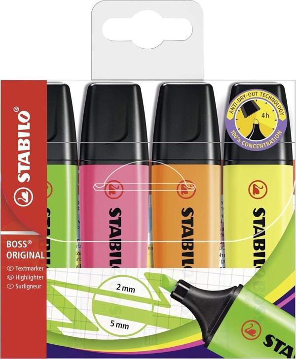 Stabilo - İşaretleme Kalemi - Boss Orıgınal - 4'Lü Paket - Çeşitli Renkler renkli - Image 1