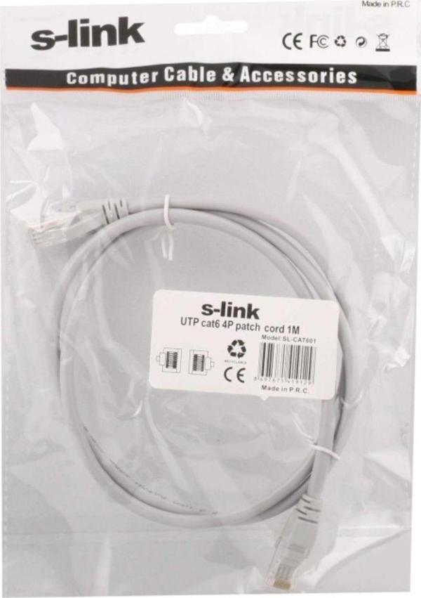 S-Lınk Sl-Cat601 Cat6 1Mt Gri Utp Patch Kablo  - Image 1