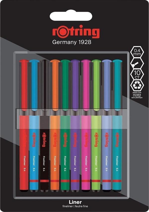 Rotring Liner Keçe Uçlu Kalem 10 Lu Bls Karışık / 419 - Image 1