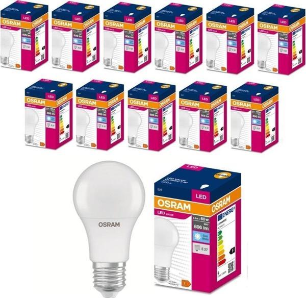 Osram Led 8.5W 6500K 806lm E27 Duy Beyaz Işık 12'Li Ampul/ 4099854041570 - Image 1