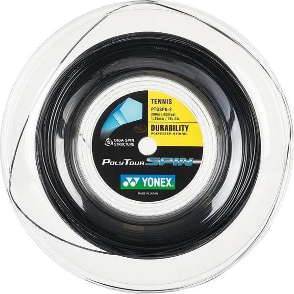 Yonex Poly Tour Spin 1.25 / 200M Tenis Kordajı – Siyah - Image 1