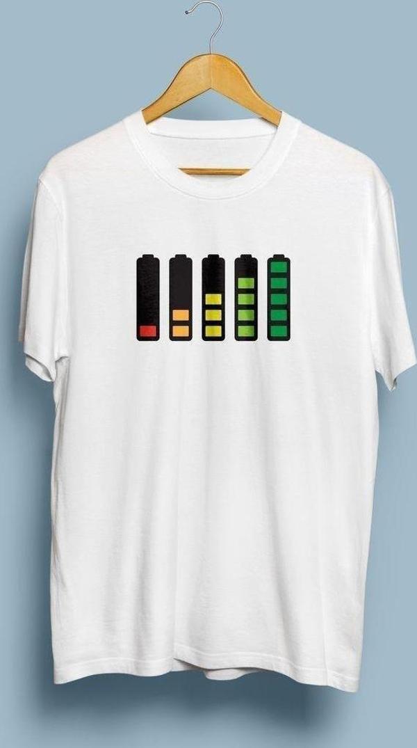 Oversize Şarj / Batarya Göstergesi tasarım unisex T-shirt - Image 1