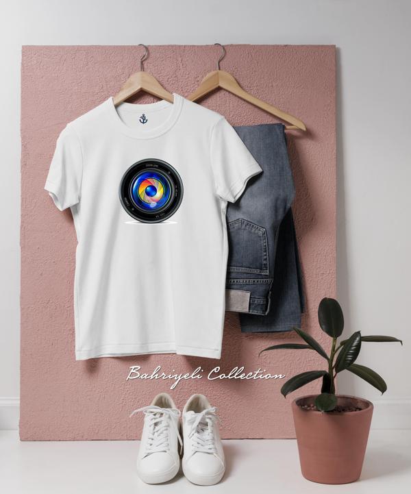 Oversize Camera lens zoom Tasarımlı Unisex T-Shirt - Image 1
