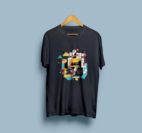 Oversize Geometrik Desenler Tasarım unisex T-shirt - Image 1