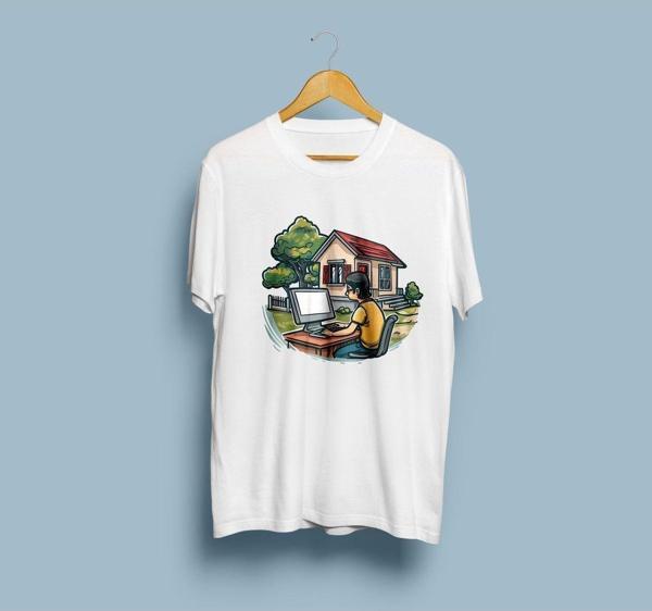 Oversize Yazılımcı Bilgisayar Ağaç ve Ev tasarım unisex T-shirt - Image 1