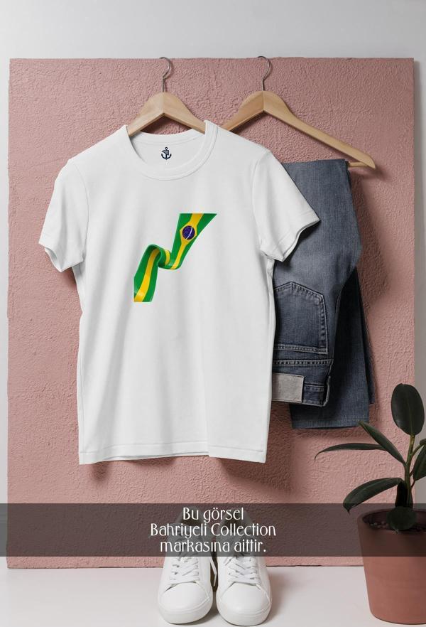 Oversize Brezilya Bayrak Perde  Tasarımlı Unisex T-Shirt - Image 1
