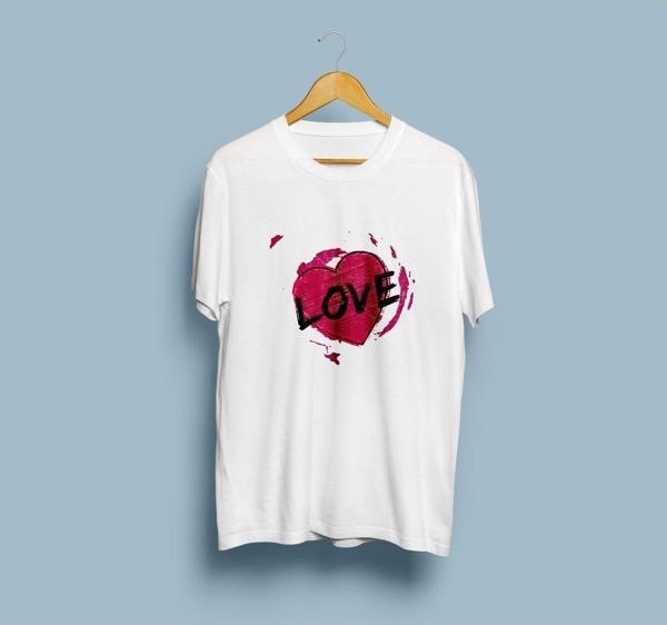 Oversize Love / Aşk ve Kalp tasarım unisex T-shirt - Image 1