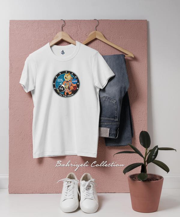 Oversize Doge Moon Doge Boğası Coin Tasarımlı Unisex T-Shirt - Image 1