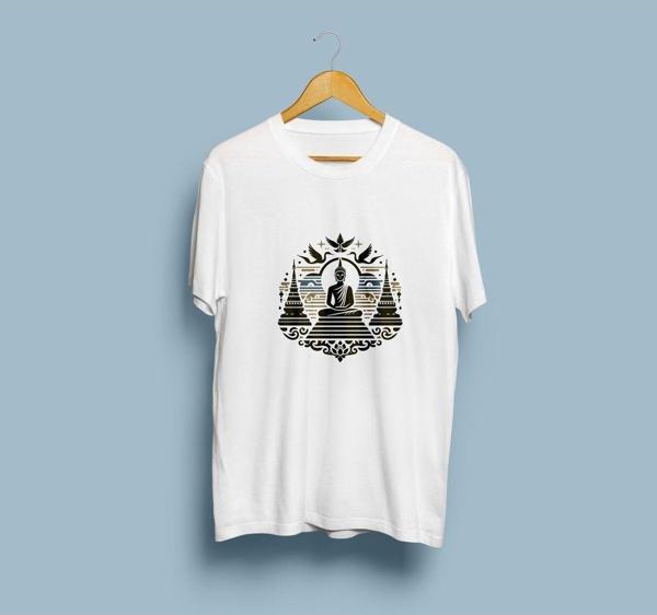 Oversize Budizm / Buddha Tapınak tasarım unisex T-shirt - Image 1