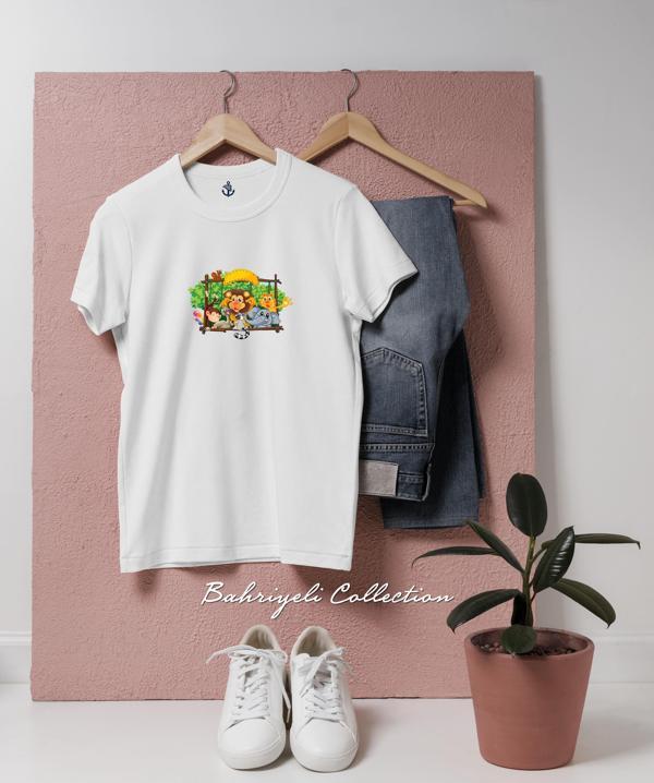Oversize Safari cartoon Tasarımlı Unisex T-Shirt - Image 1