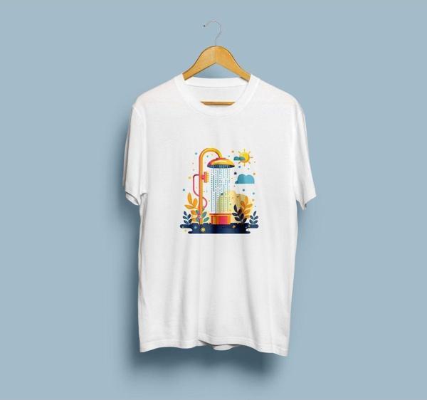 Oversize Duş Başlığı ve Güneş tasarım unisex T -shirt - Image 1