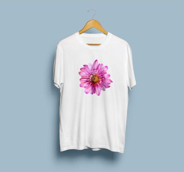 Oversize Pembe Mona Lisa Çiçeği tasarım unisex T-shirt - Image 1