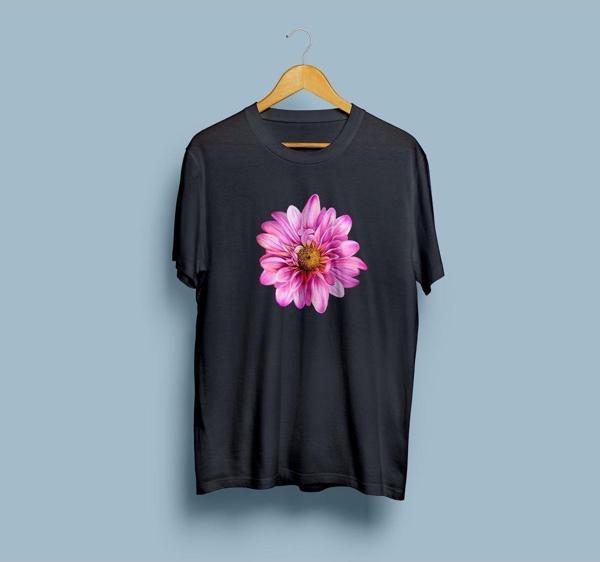 Oversize Pembe Mona Lisa Çiçeği tasarım unisex T-shirt - Image 1