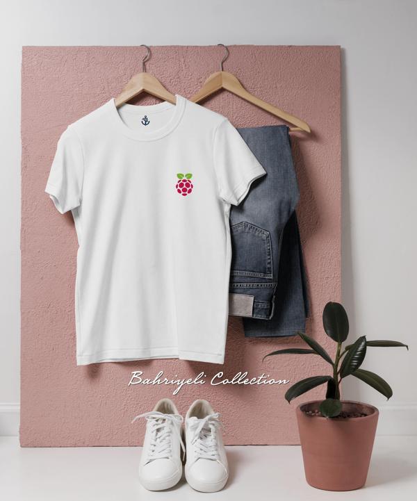 Oversize Raspberry Pi 3 Kodi Computer Cep Tasarımlı Unisex T-Shirt - Image 1