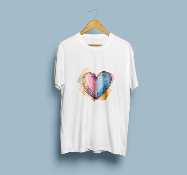 Oversize Renki Kalp tasarım unisex T-shirt - Image 1