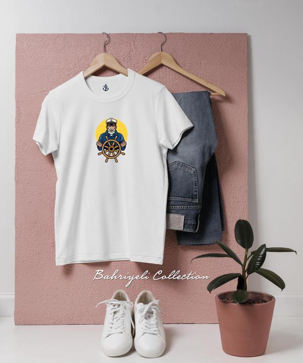 Oversize Babalar Günü Kaptan Baba Tasarımlı Unisex T-Shirt - Image 1