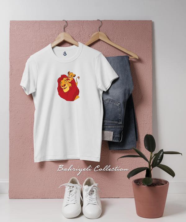 Oversize Aslan Kral ve Simba Tasarımlı Unisex T-Shirt - Image 1