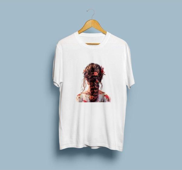 Oversize Arkadan Kadın Saçları / Kadın Kuaförü tasarım unisex T-shirt - Image 1