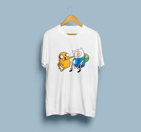 Oversize Finn ve Jake Tasarım Unisex T-shirt - Image 1