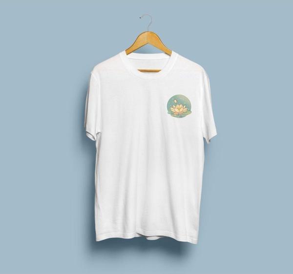 Oversize Lotus Çiçeği cep tasarım unisex T-shirt - Image 1