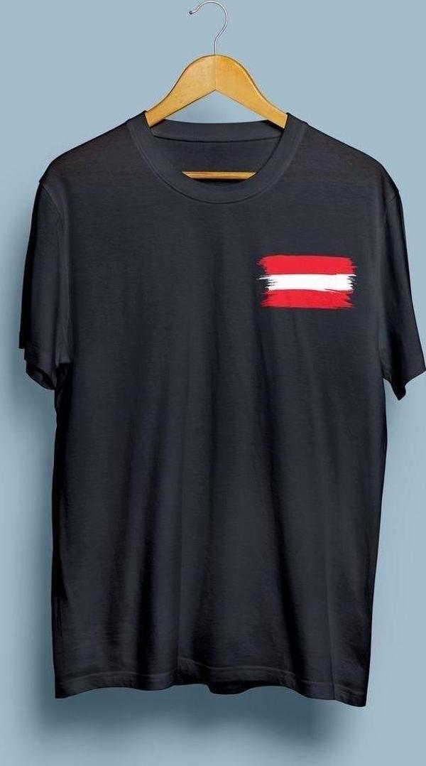 Oversize Austria / Avusturya Haritası ve Bayrağı 2.tasarım unisex T-shirt - Image 1