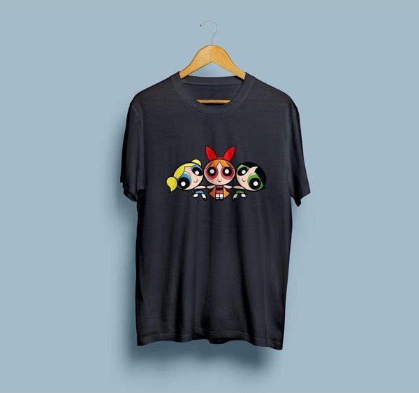 Oversize Powerpuff Girls 2 Baskılı Tasarım Unisex T-shirt - Image 1