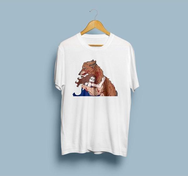 Oversize Jacob Black ve Bella / Alacakaranlık Baskılı T-shirt - Image 1