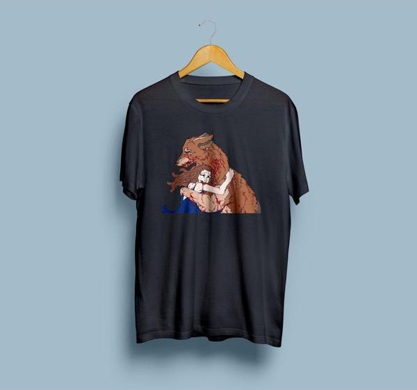 Oversize Jacob Black ve Bella / Alacakaranlık Baskılı T-shirt - Image 1