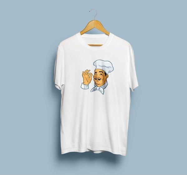 Oversize Aşçı Görseli Baskılı Unisex T-shirt - Image 1