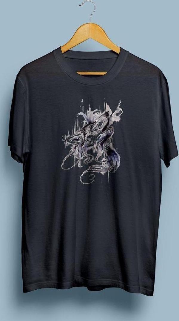 Oversize 3D Kurt Kafası Baskılı Unisex T-shirt - Image 1