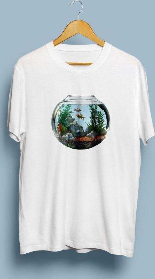 Oversize Akvaryum ve Balıklar Tasarım unisex T-shirt - Image 1