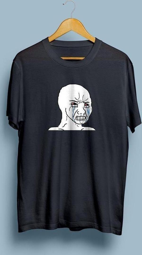 Oversize Angry Cry Meme Baskılı Unisex T-shirt - Image 1