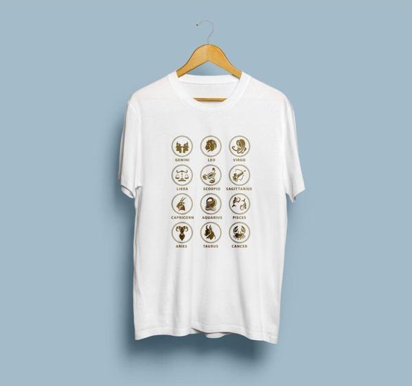 Oversize Burçlar Baskılı Tasarım Unisex T-shirt - Image 1