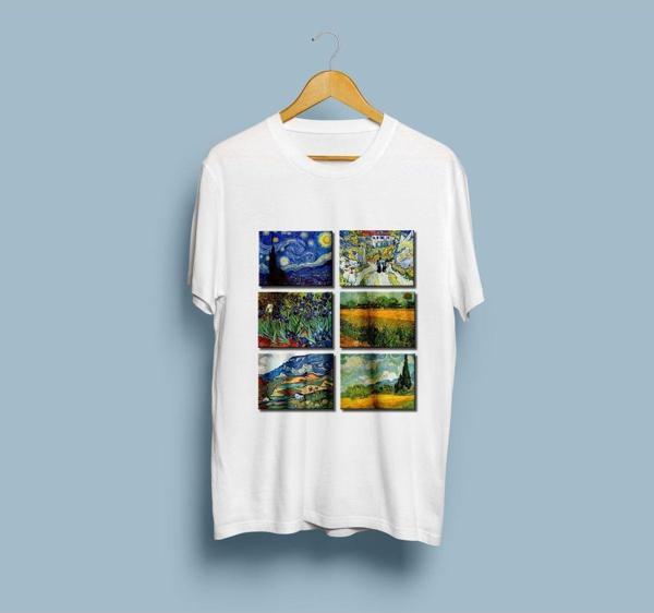 Oversize Van Gogh Eserler Tablolar Baskılı Unisex T-shirt - Image 1