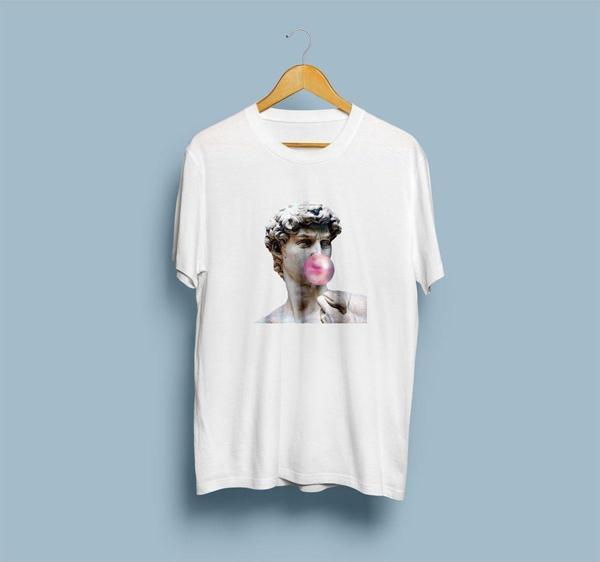 Oversize Michelangelo David Bubble Gum Unisex T-shirt - Image 1