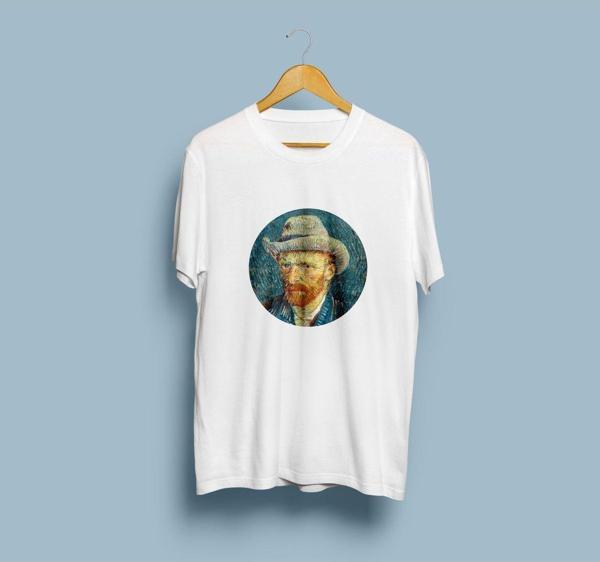 Oversize Van Gogh Şapkalı Portre Tasarım Unisex T-shirt - Image 1