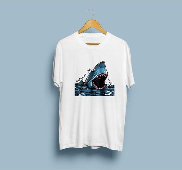 Oversize Shark Cartoon Unisex T-shirt - Image 1