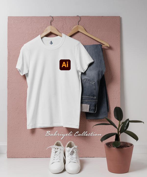 Oversize Adobe Illustrator logo cep Tasarımlı Unisex T-Shirt - Image 1