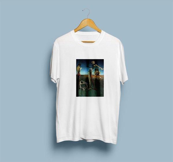 Oversize Woman with Head Of Roses - Salvador Dali Unisex T-shirt - Image 1