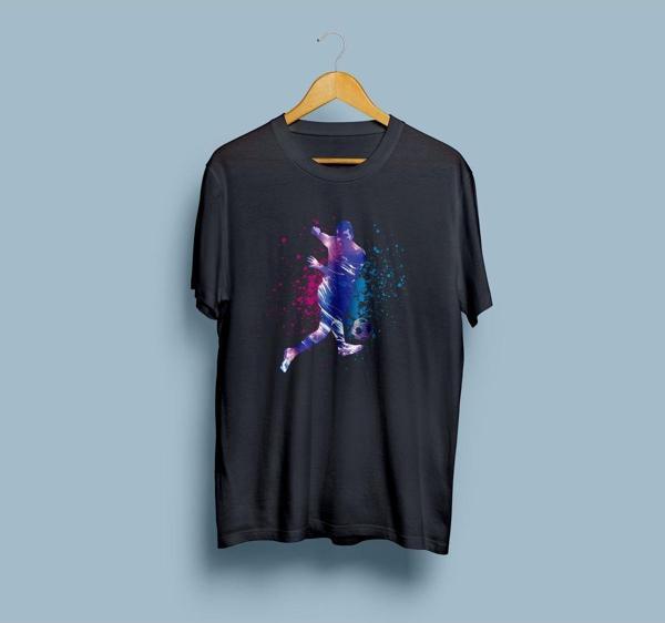 Oversize Dijital Tasarım Futbolcu Baskılı Unisex T-shirt - Image 1