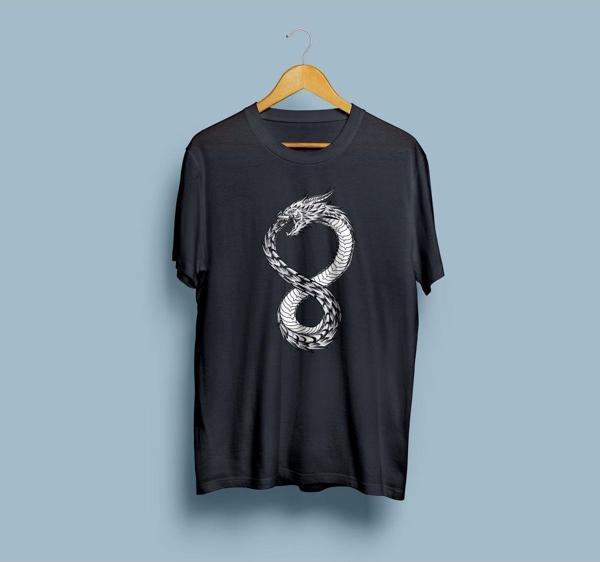 Oversize Altered Carbon Dragon Baskılı Unisex T-shirt - Image 1
