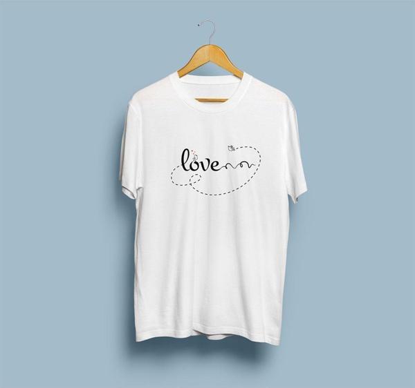 Oversize Love Yazı Baskısı Unisex T-shirt - Image 1