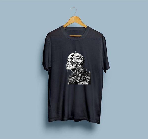 Oversize Ghetto Rules Kurukafa Tasarım Unisex T-shirt - Image 1