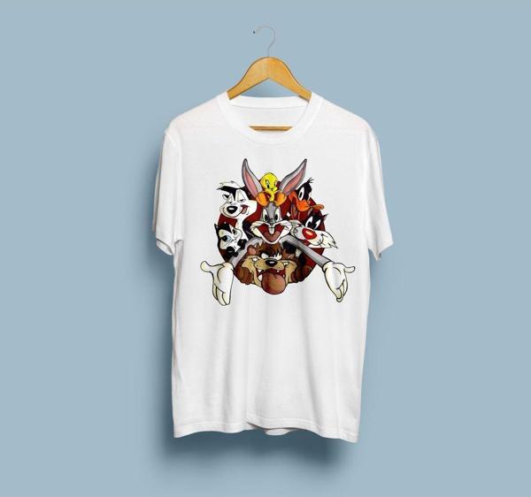 Oversize Looney Tunes Baskılı Tasarım Unisex T-shirt - Image 1