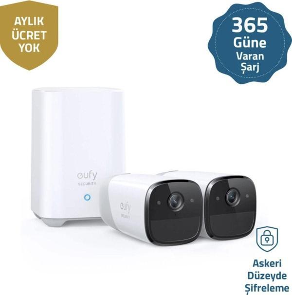 Eufy Security Eufycam 2 Pro Kablosuz Akıllı Güvenlik ve 2K Kamera Sistemi 2 Kamera 1 - Image 1