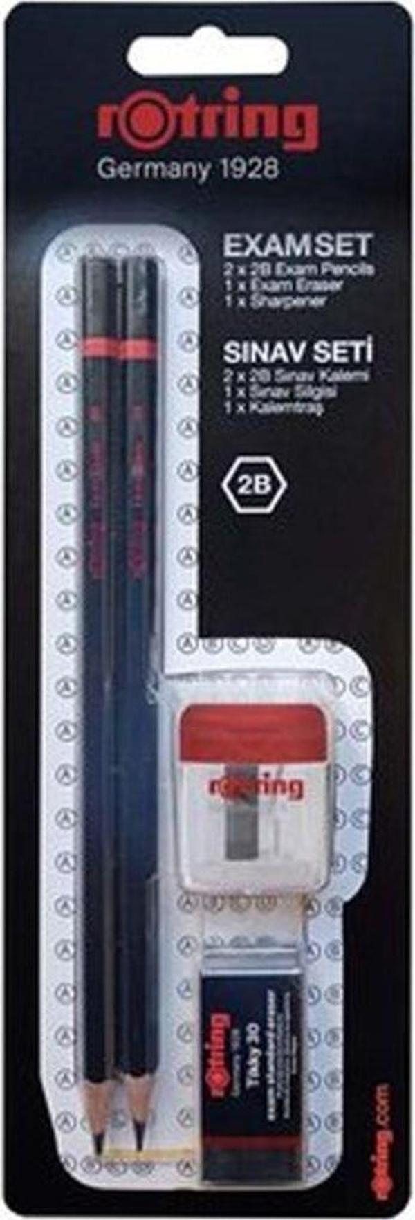 Rotring 2'Li 2B Sınav Kalemi Silgi Kalemtraş Sınav Seti  - Image 1