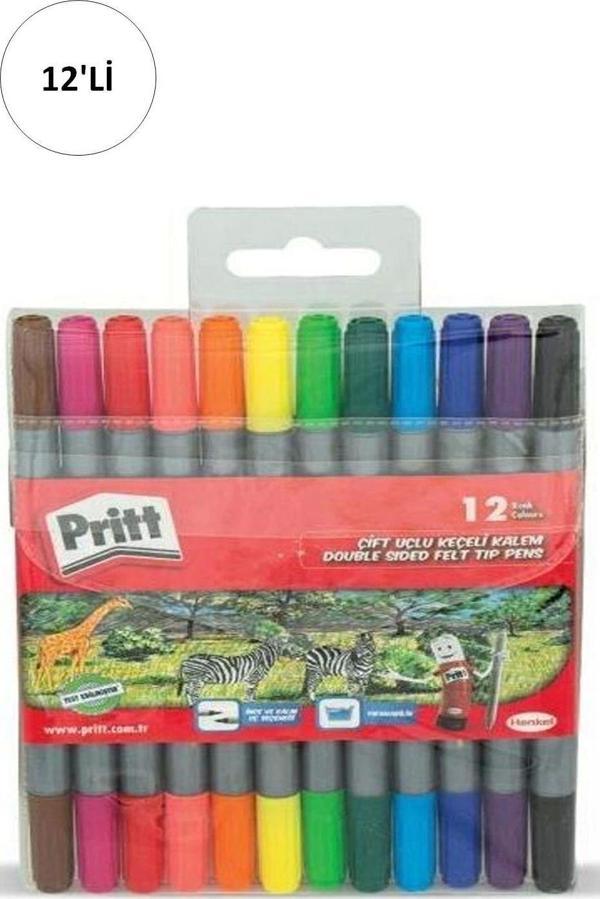 Pritt 12 Li Çift Uçlu Keçeli Kalem - 12 Renk Beyaz - Image 1