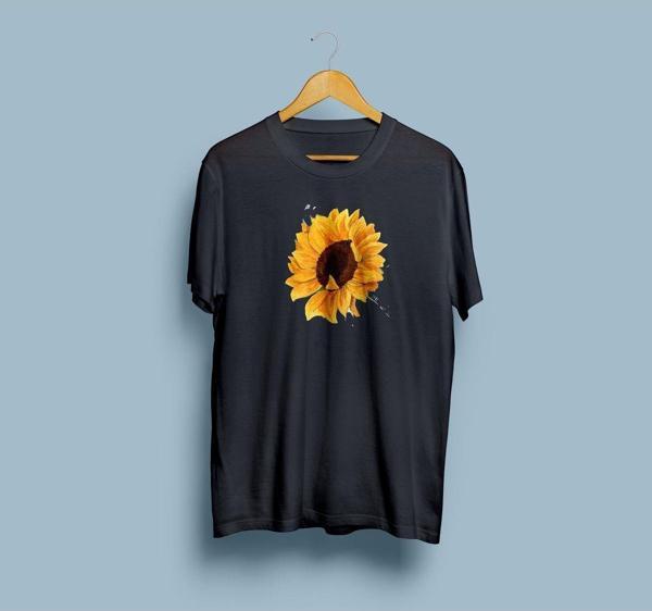 Oversize Ayçiçeği Baskılı Unisex T-shirt - Image 1